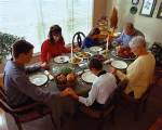 family praying at table
